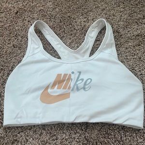 White and Gold Nike Racerback Sports Bra